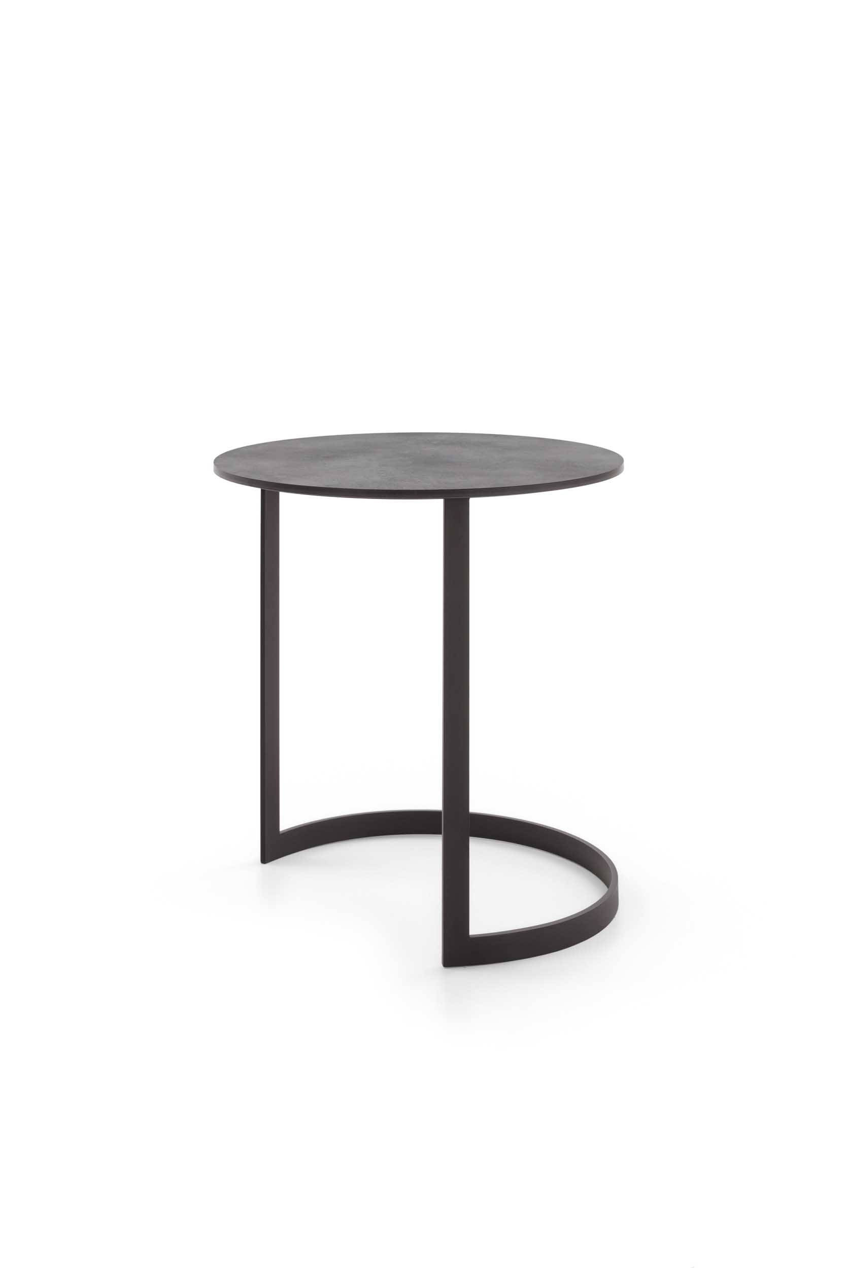Edgar coffee table by LeComfort with a semicircular base.