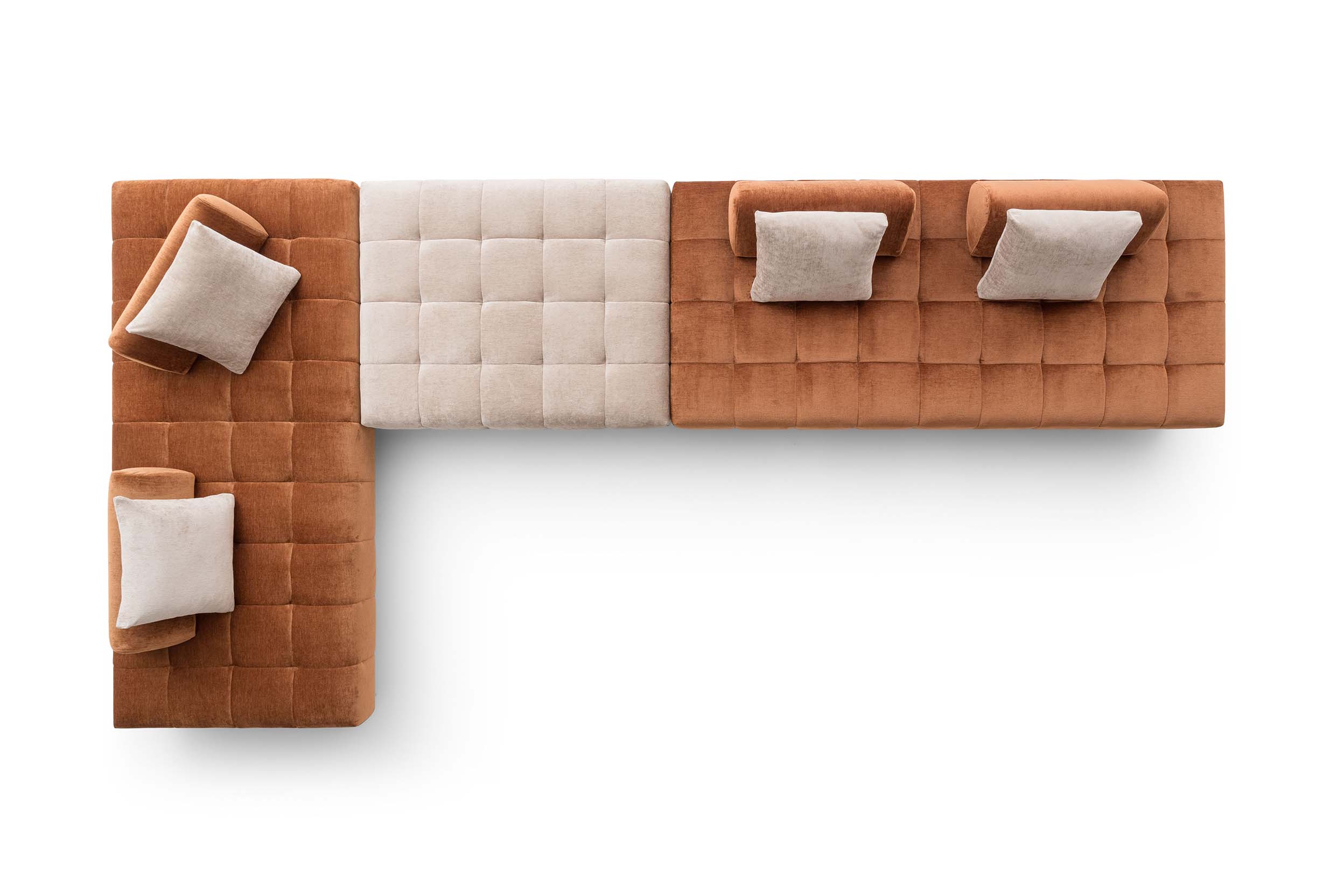 Modular, quilted, and designer sofa, Bowie model by LeComfort