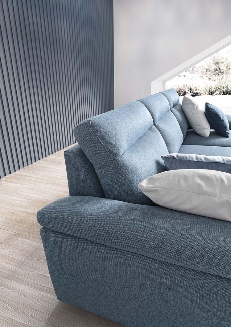 Detail of the high backrest of a classic sofa
