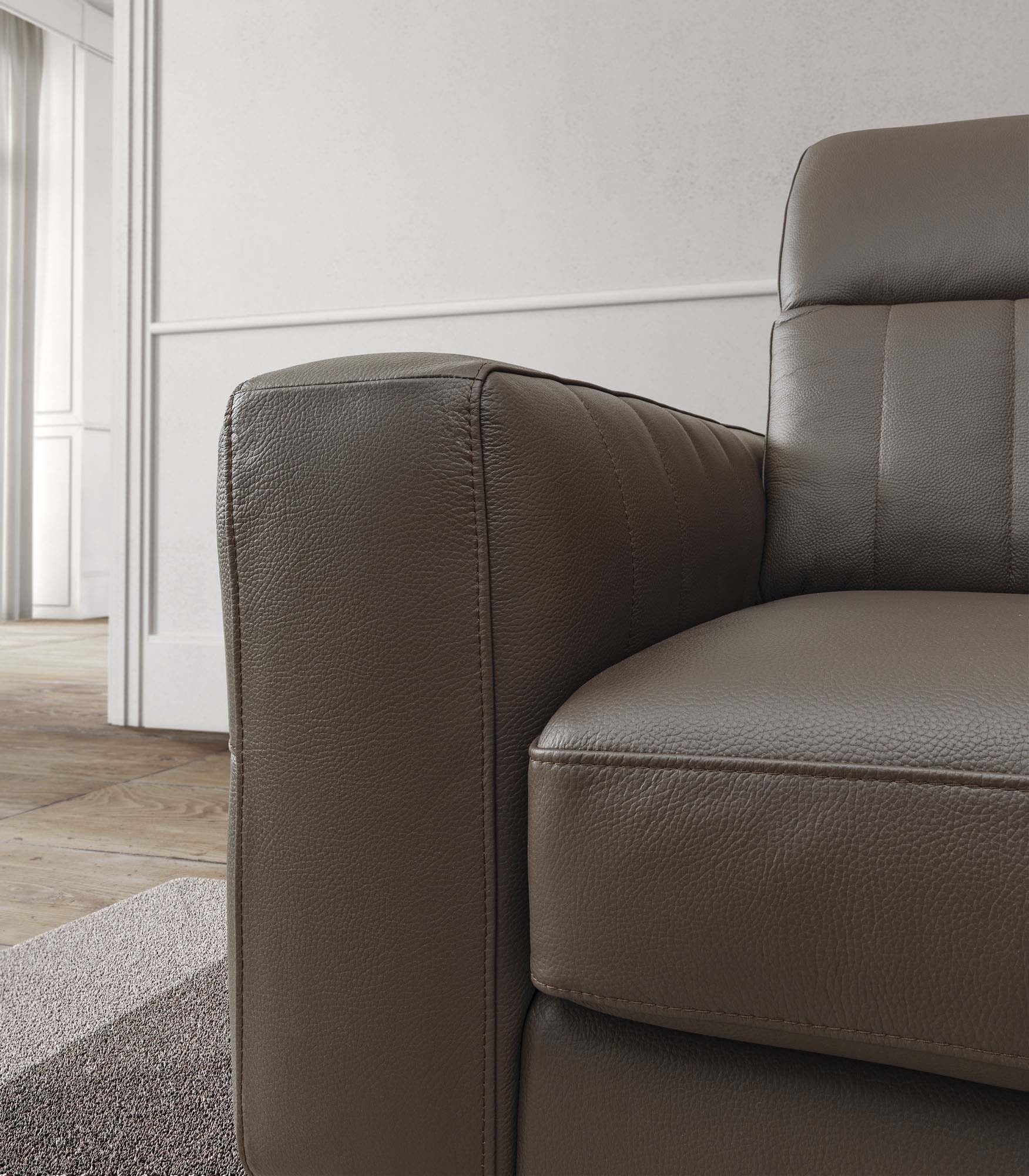 Detail of the Egon sofa leather armrest