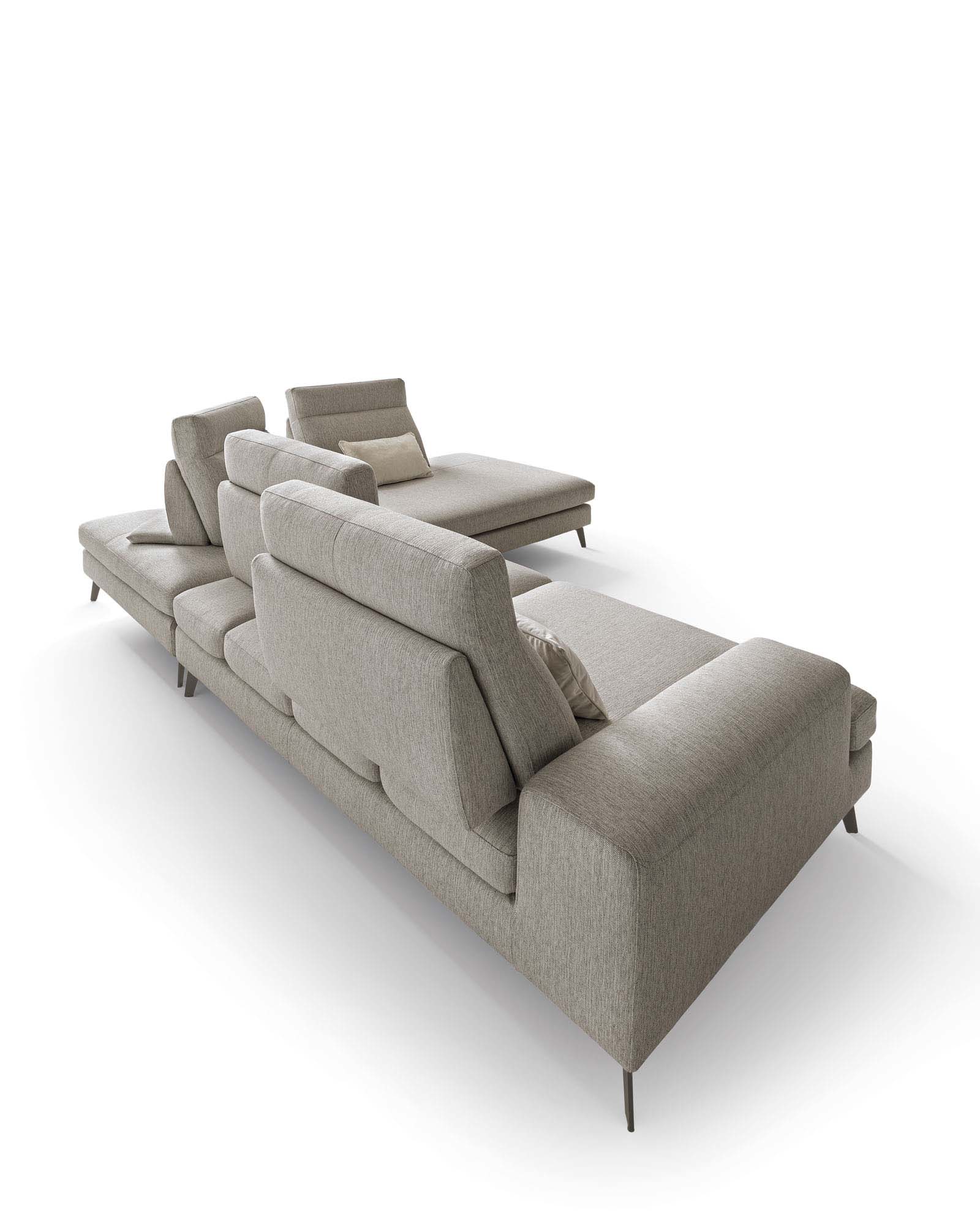 Detail of the adjustable fabric backrest seen from the back