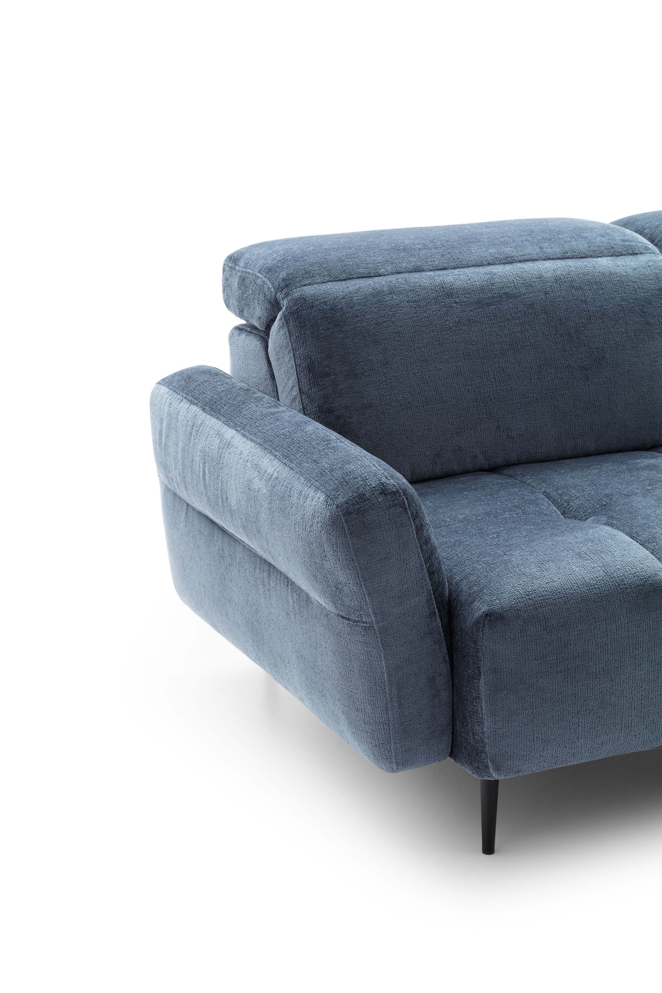 Detail of the Seat of a Fabric Sofa with 7-Position Adjustable Headrests