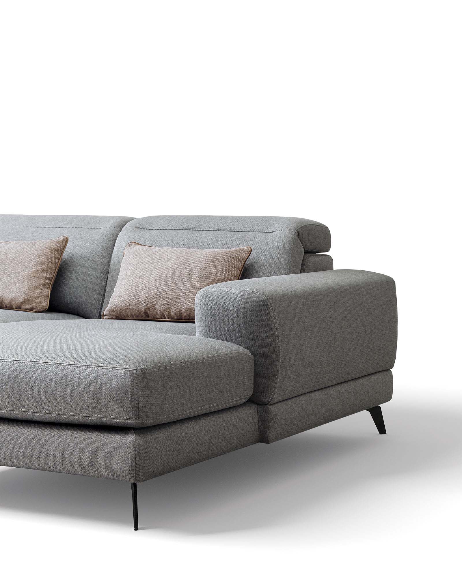 Detail of the Harvey sofa seat with high legs
