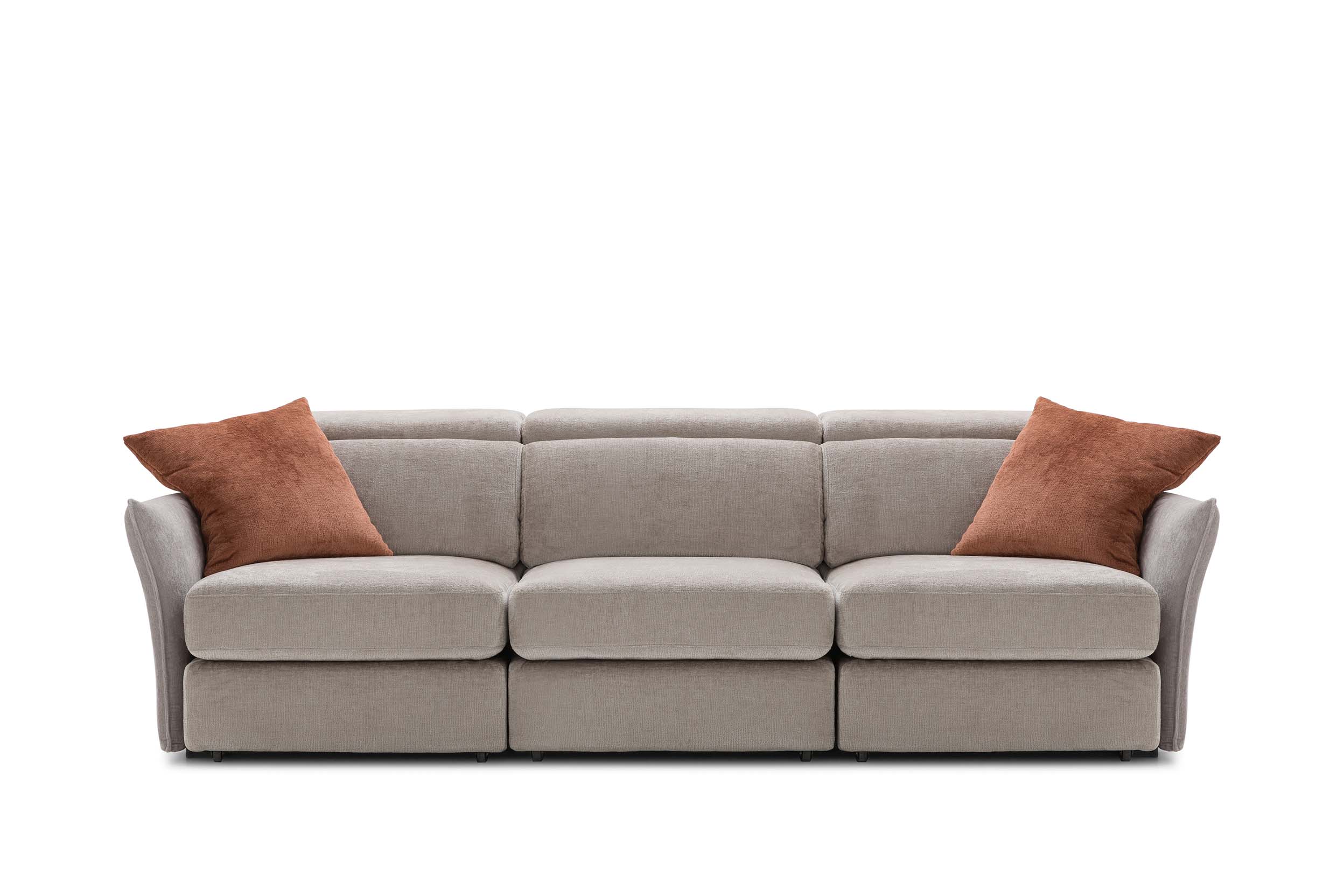 Linear sofa with thin and durable armrests. Drai model armrests