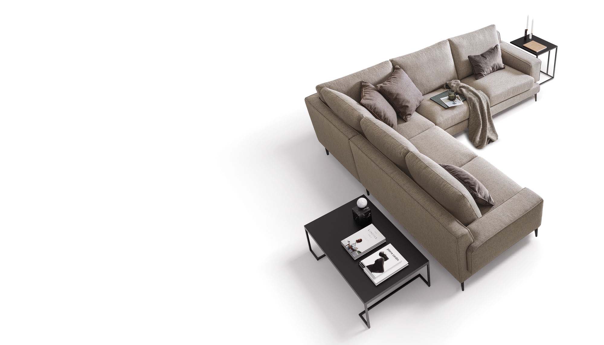 Modern corner sofa with removable and washable covers