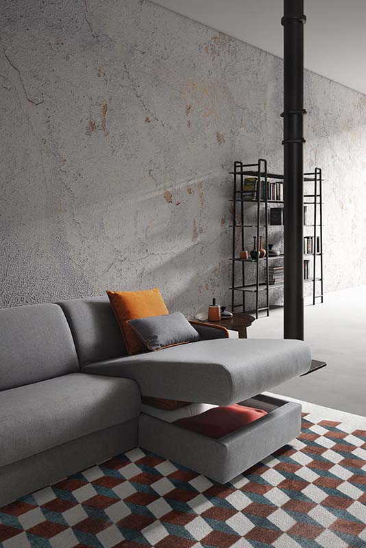 Madeira LeComfort model sofa with storage chaise-longue