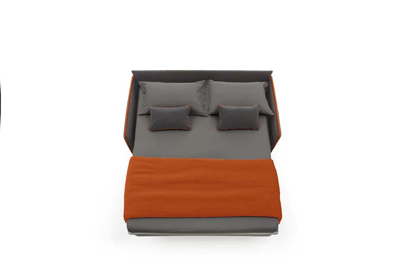 Two-seater sofa becomes a sofa bed with a comfortable mattress for sleeping