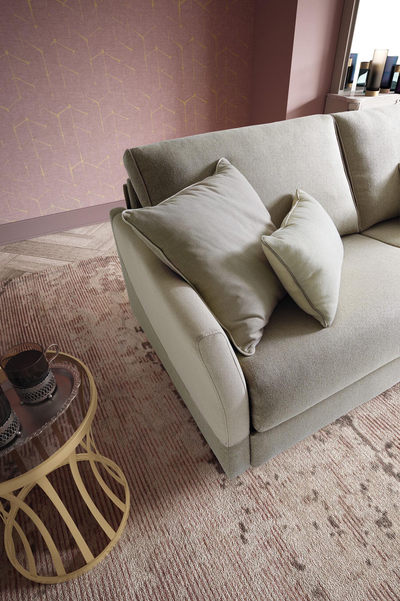 Top-down detail of the Maldive sofa armrest