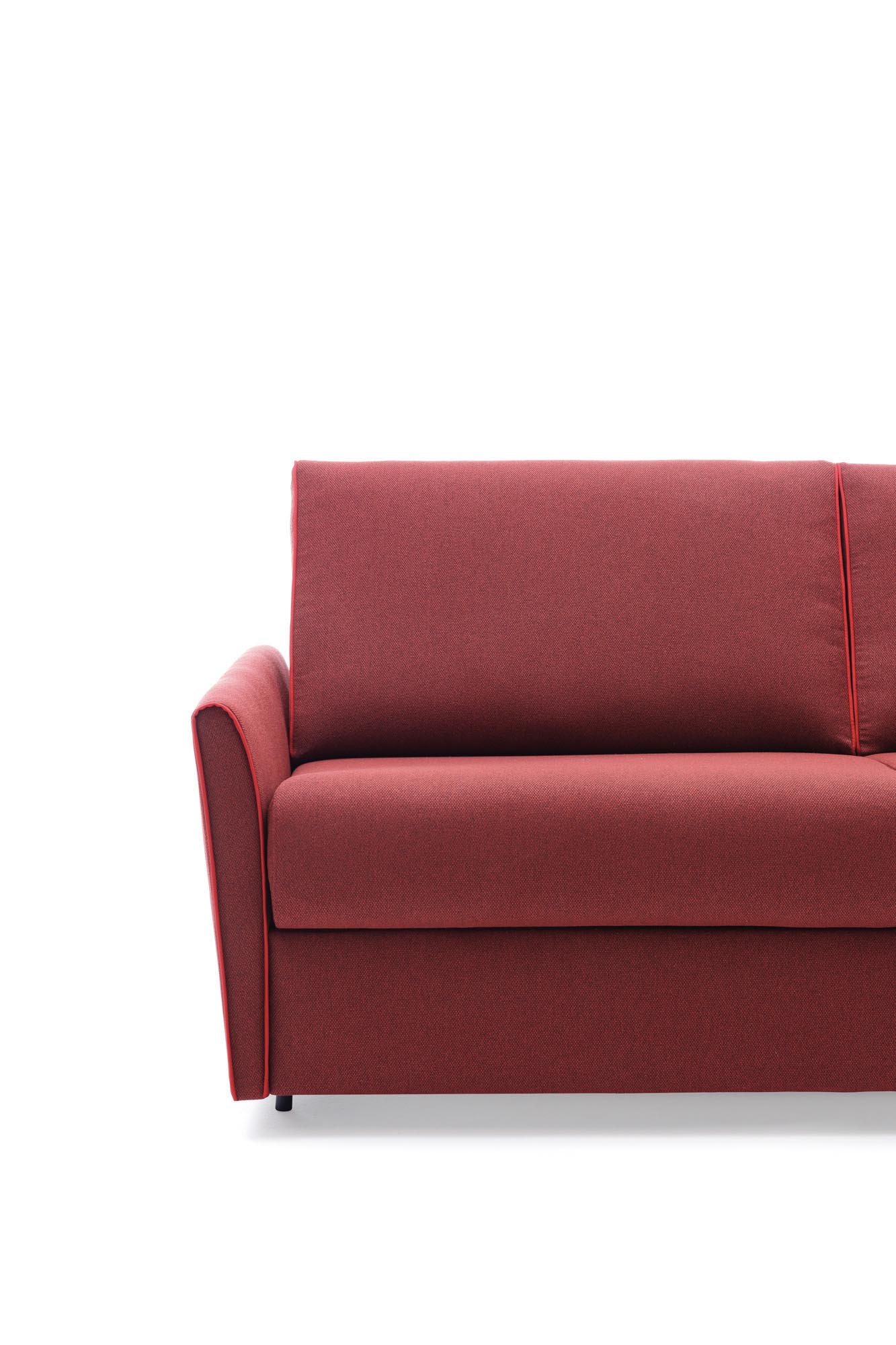 Santorini sofa bed with Round model armrest - front view