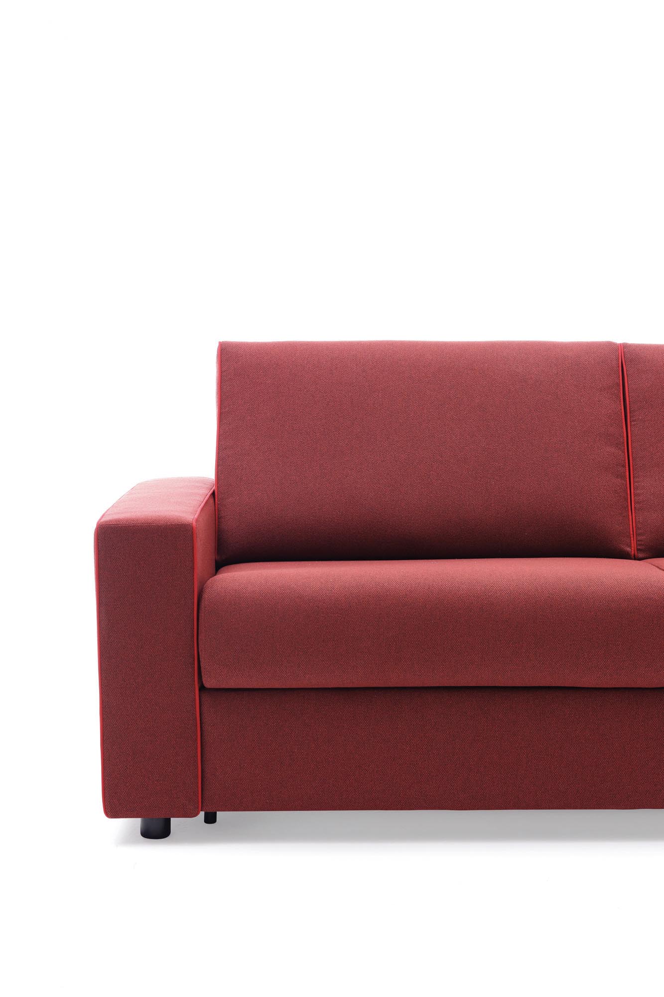 Santorini sofa bed with squared Strong model armrest - front view