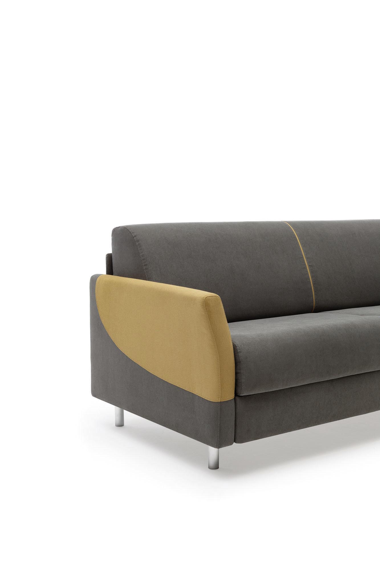 Sofa bed with two-tone Sailing armrest, side view