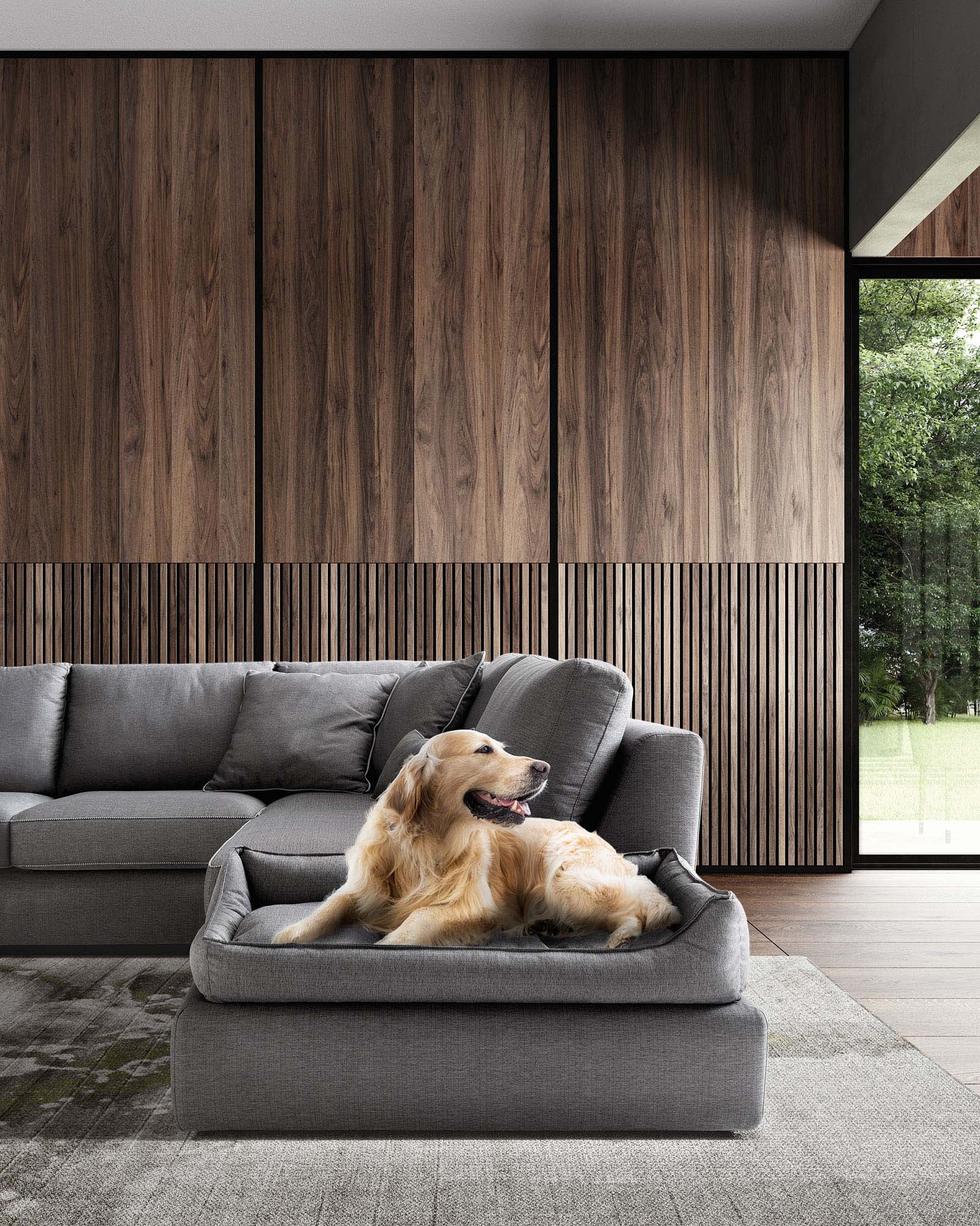 Sofa with side section for pet bed