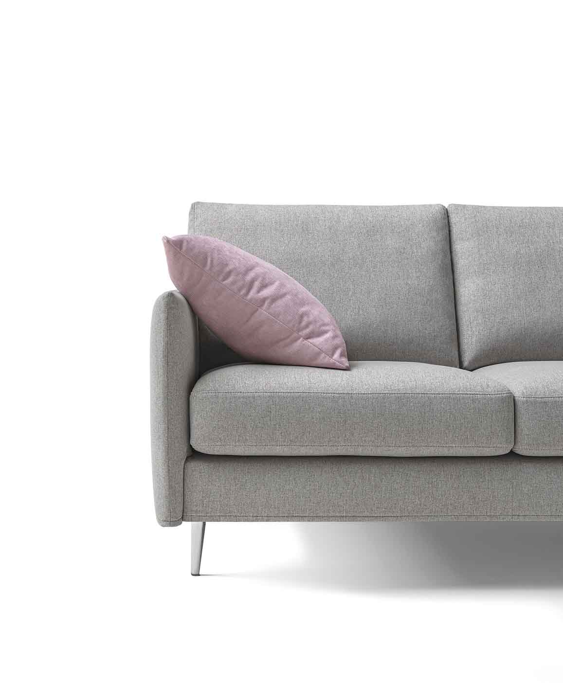 Sofa with thin space-saving armrest and high glossy feet