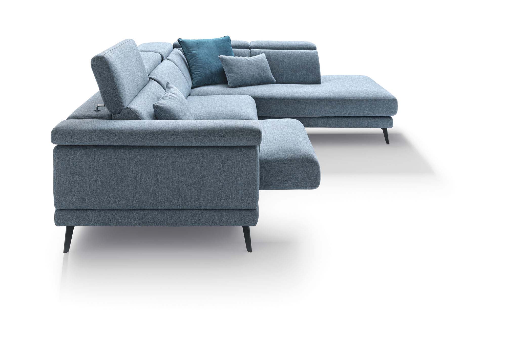 Modern modular sofa with pull-out seats and adjustable headrests