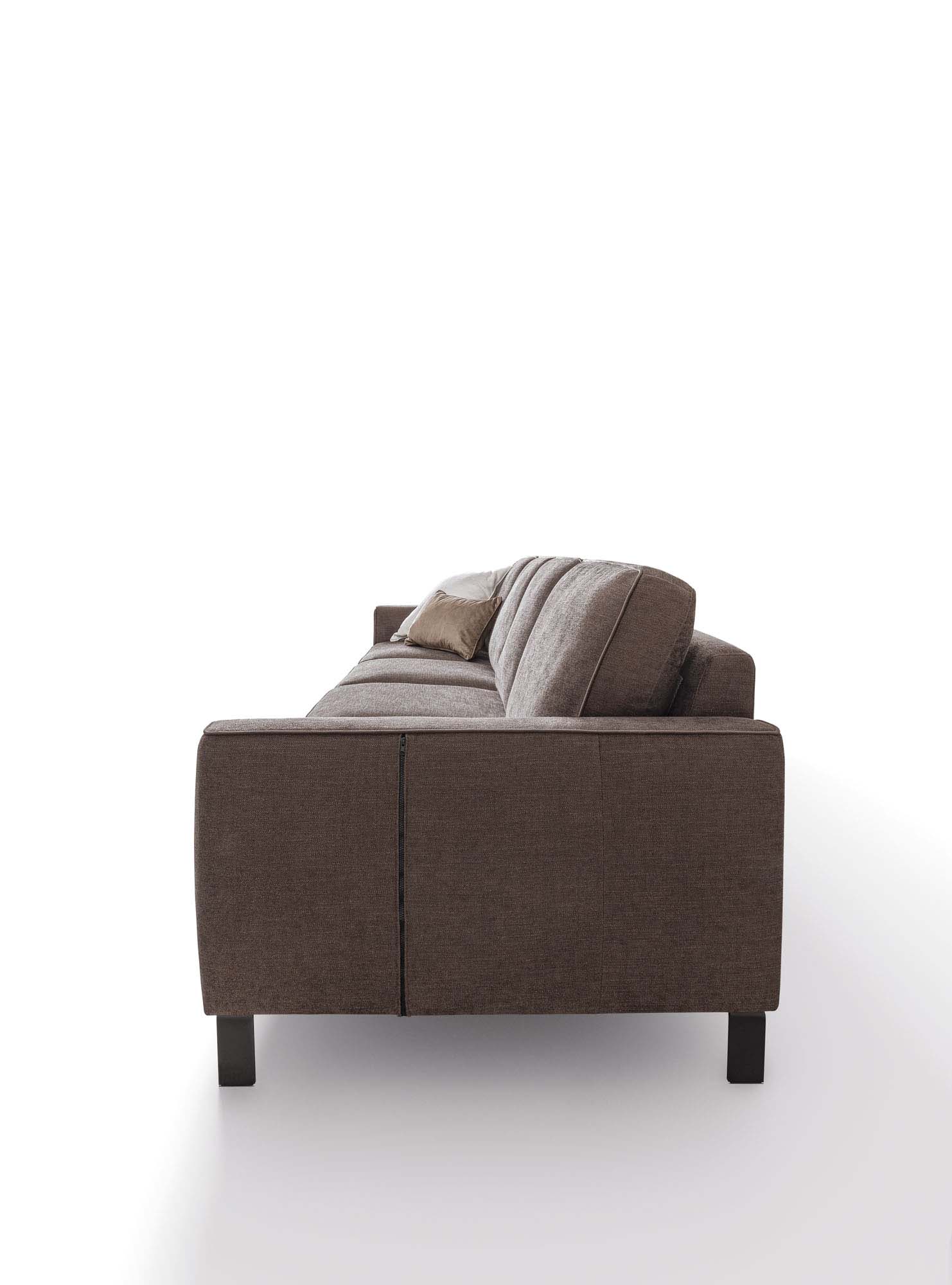 Side view of a sofa with a document storage zip