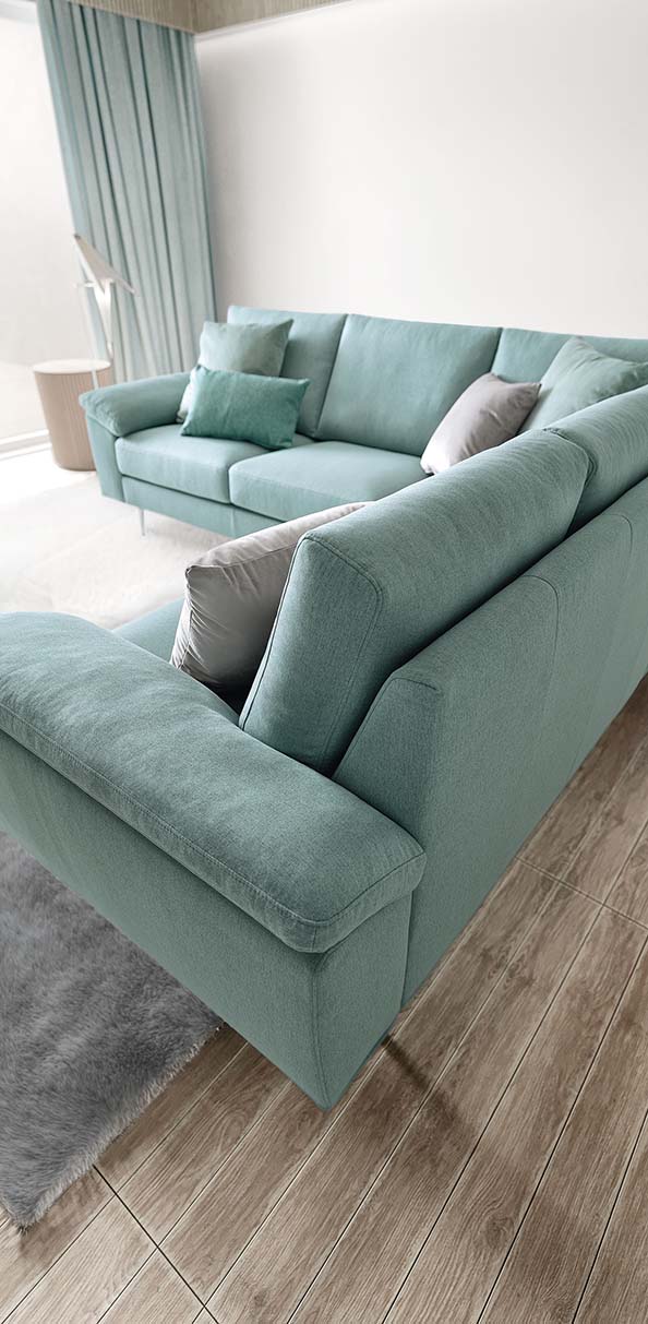 Sfinge sectional sofa in a corner composition seen from the back