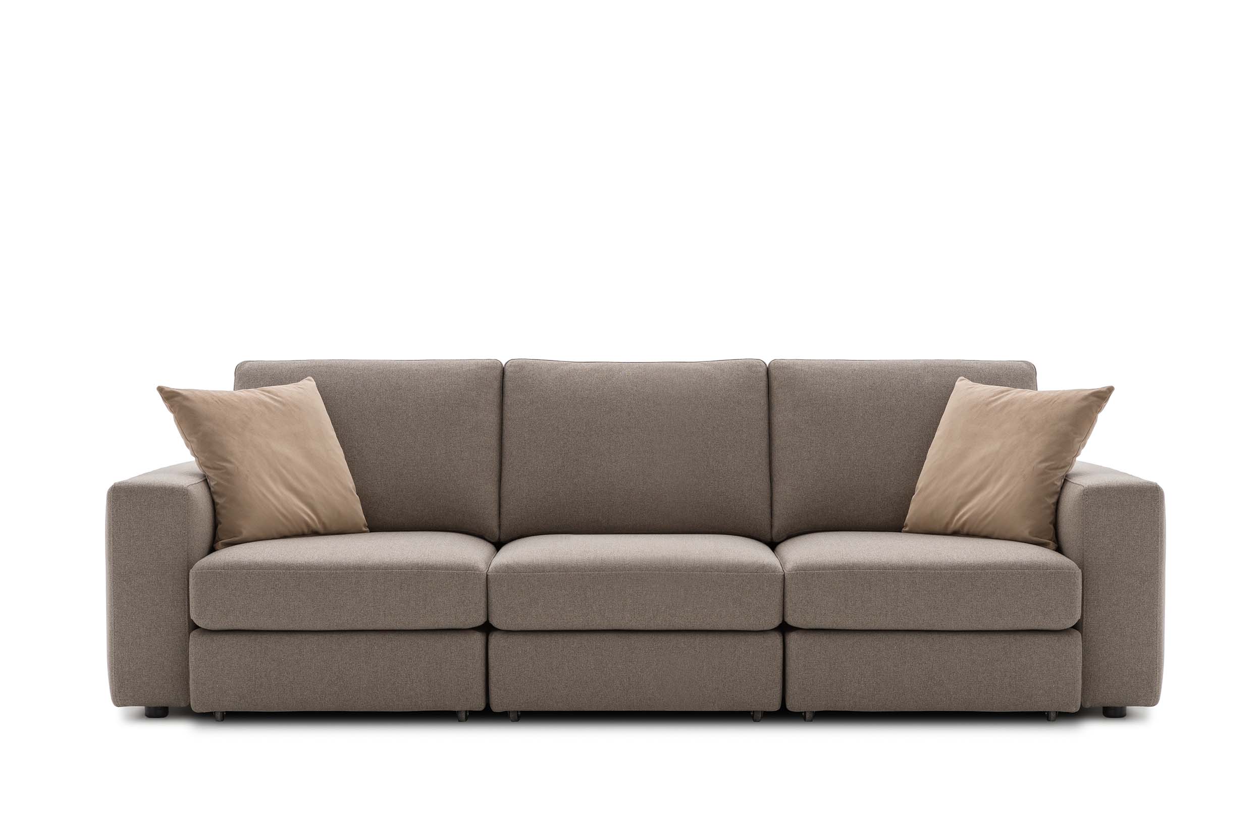 Sand-colored Soho Double LeComfort sofa with a square Bai armrest