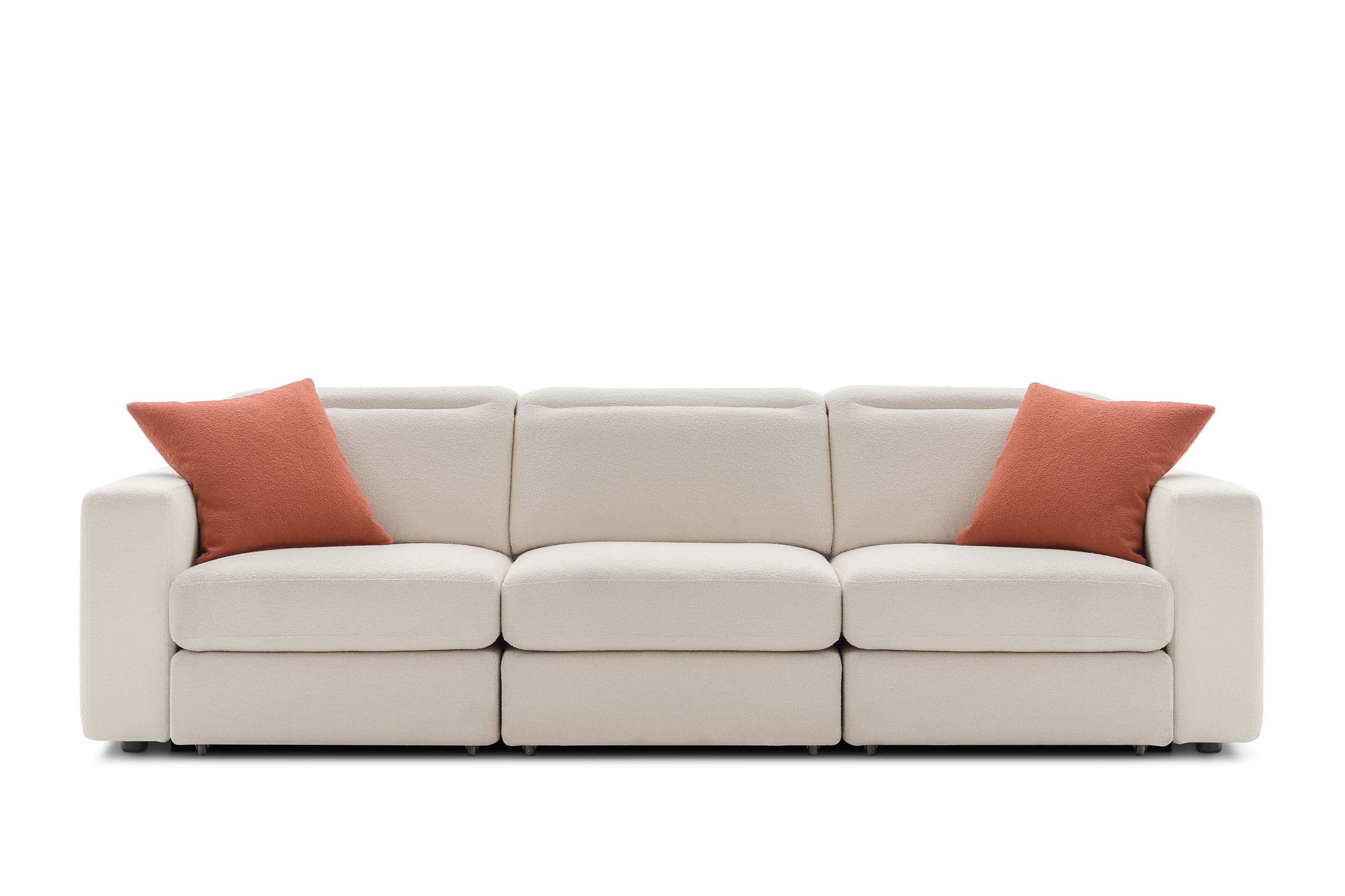 Swan Double LeComfort sofa with comfortable seat, square armrests for placing the remote control and cell phone.