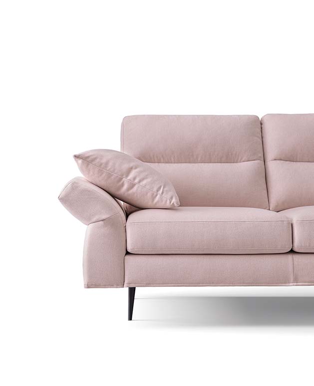 Detail of the upholstered seat and folded armrest