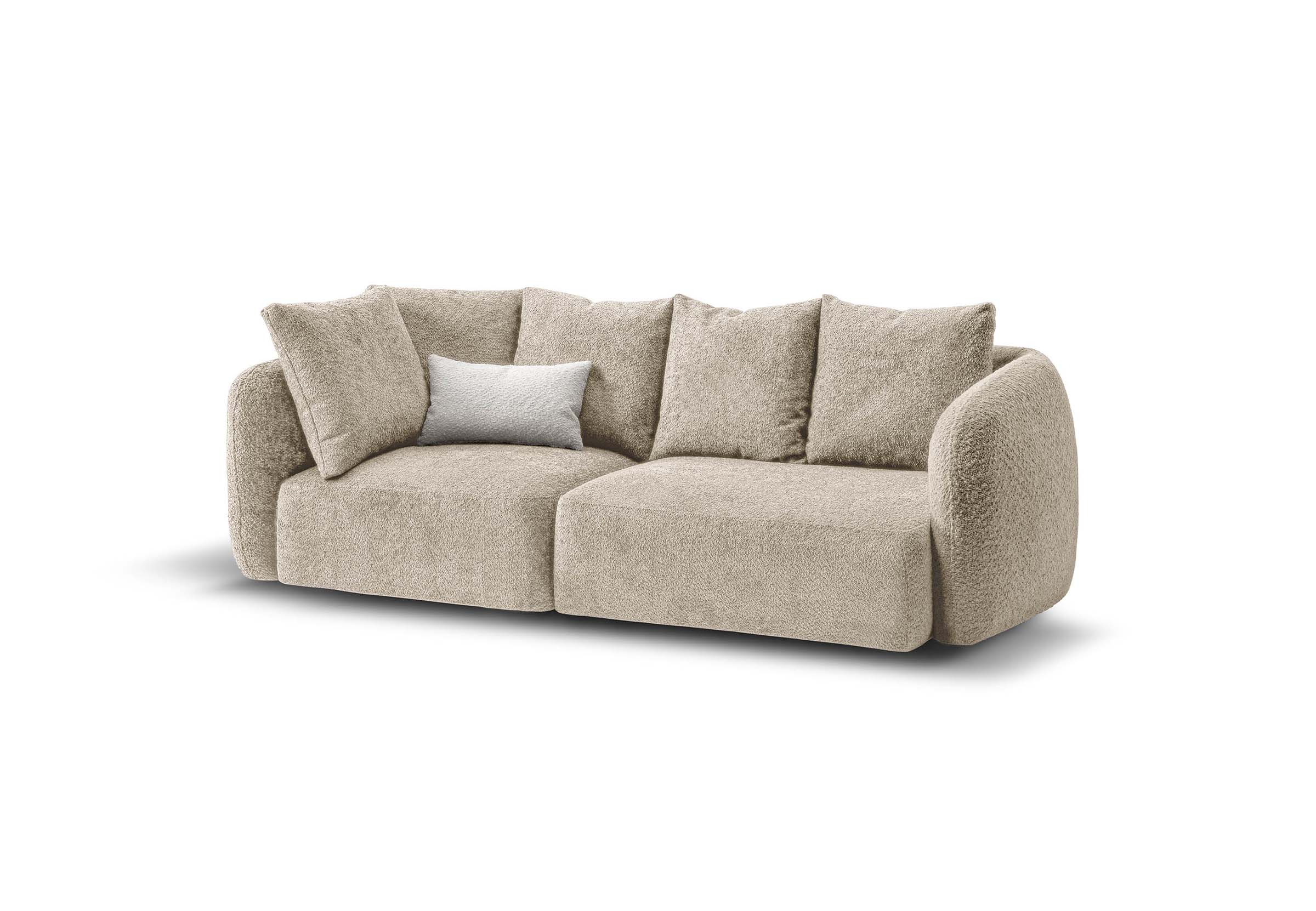 Alessandra LeComfort sofa with storage compartment and adjustable headrests. Rounded armrests