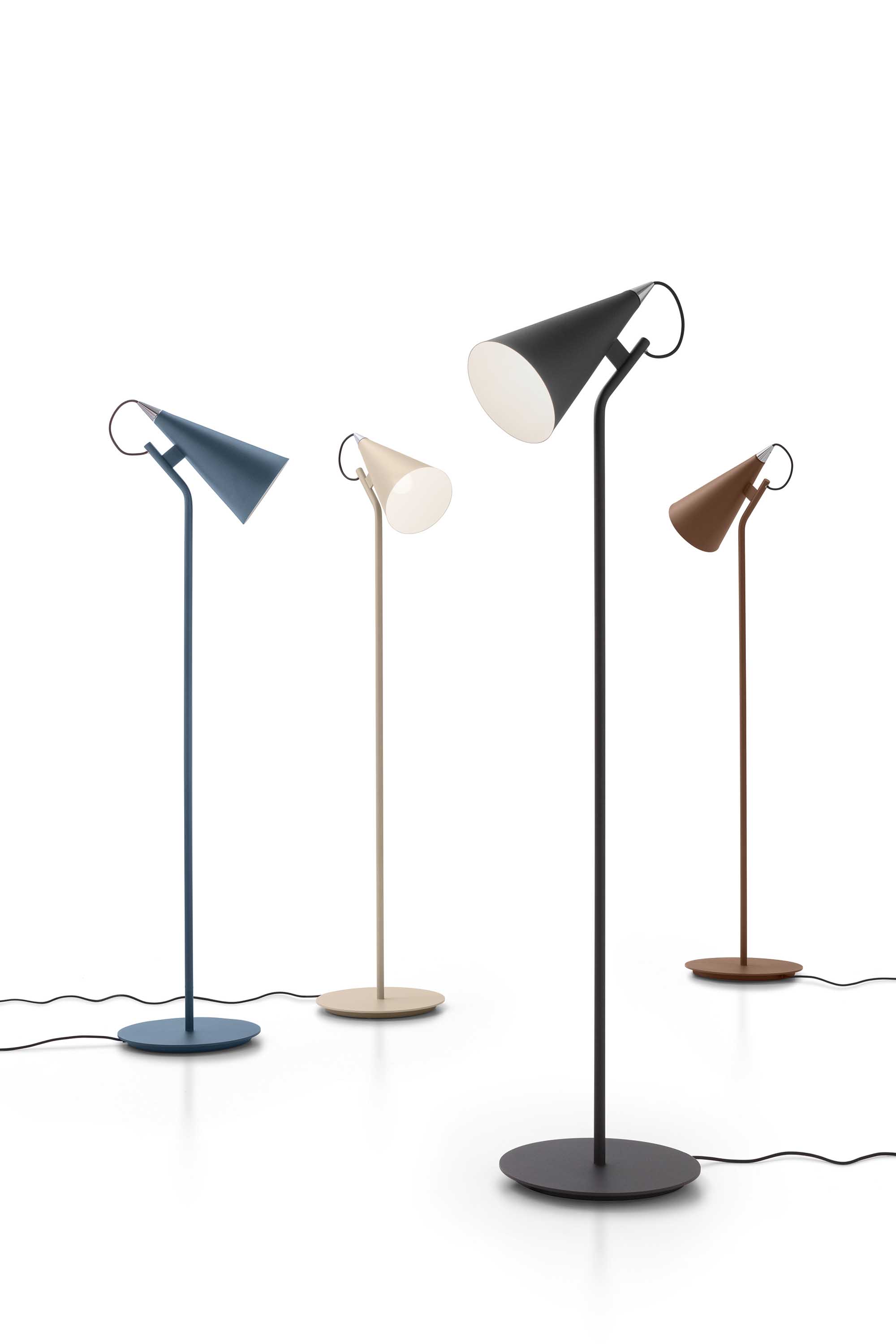 Various color options of industrial-style conical lamp