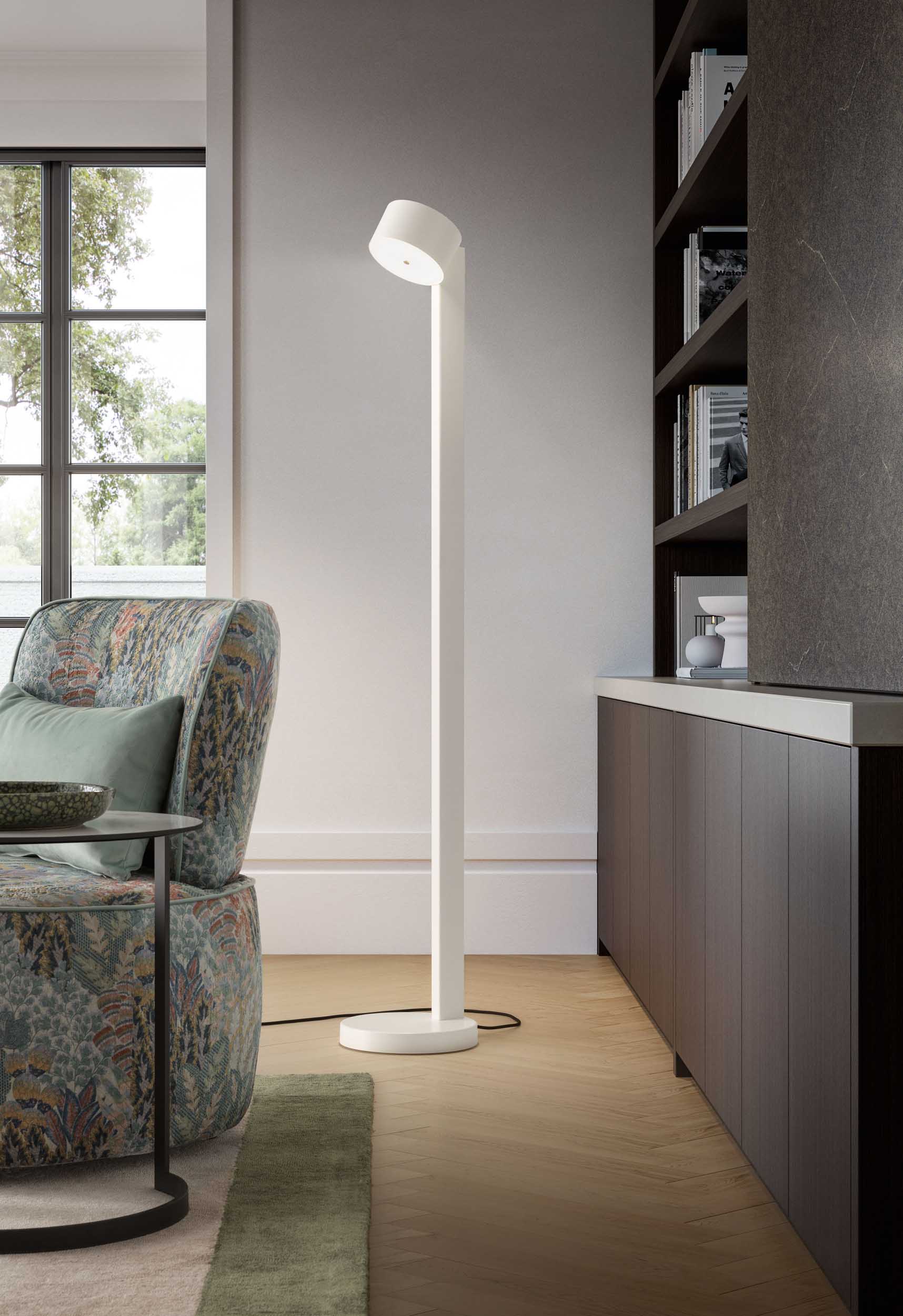 Modern and minimal white floor lamp