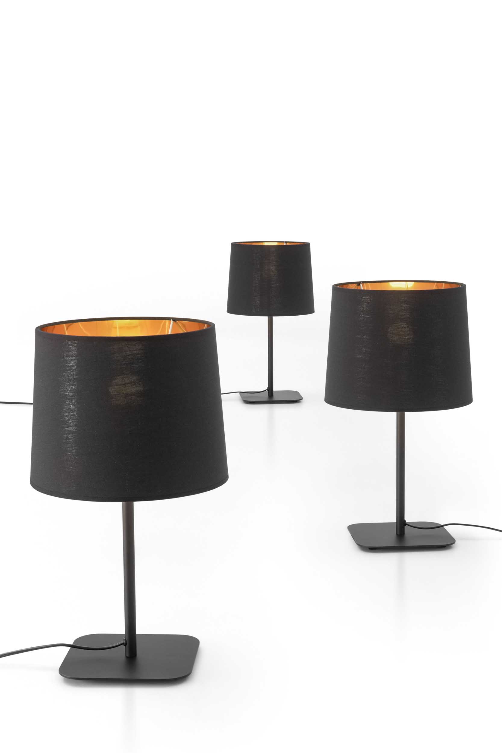 Set of bedside lamps with black fabric lampshade