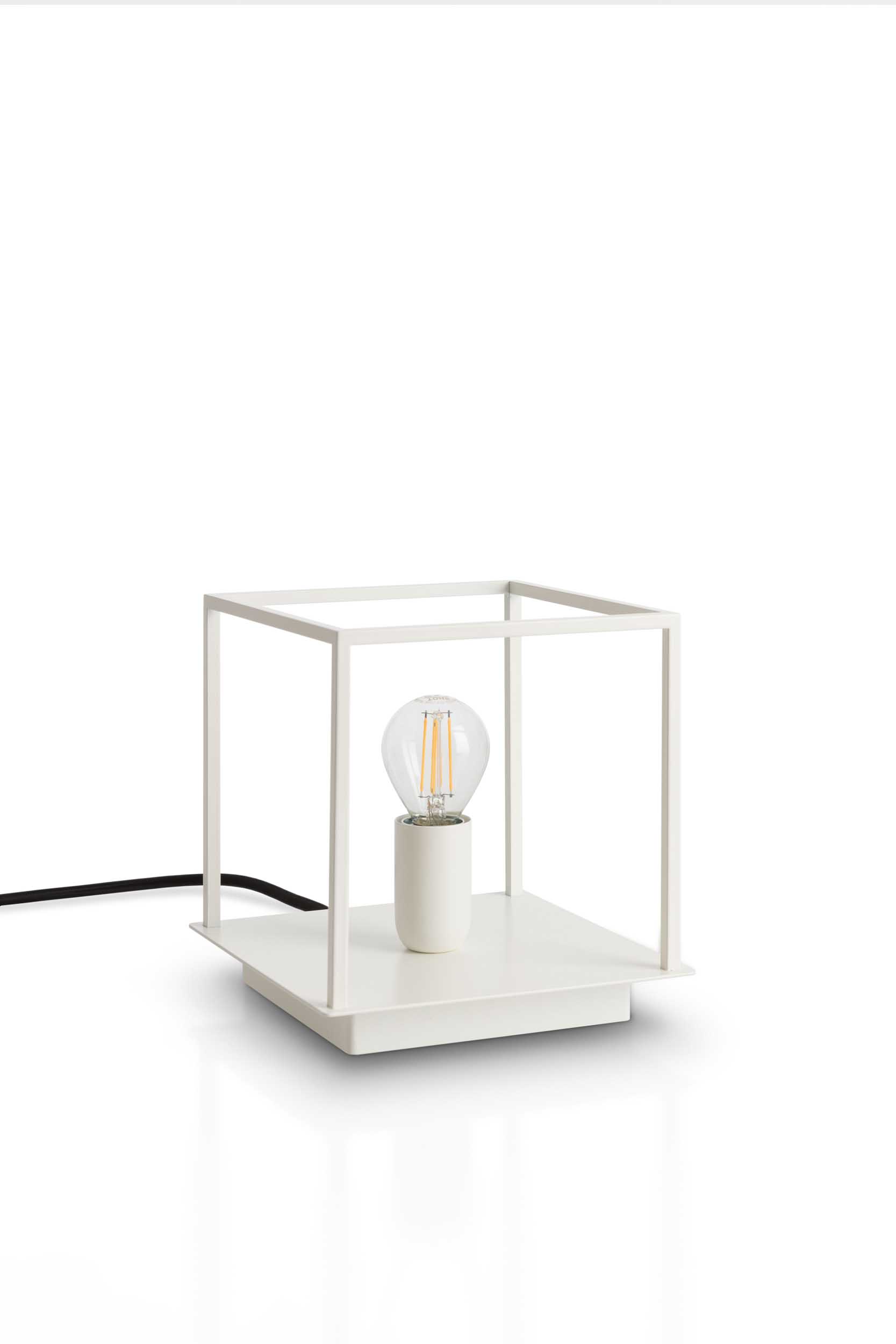 Link table lamp with cage design in White color