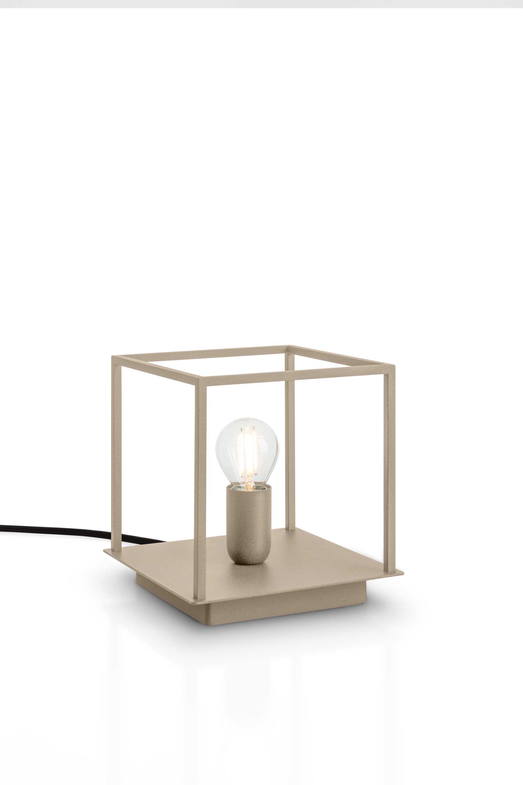 Link table lamp with cage design in Sand color