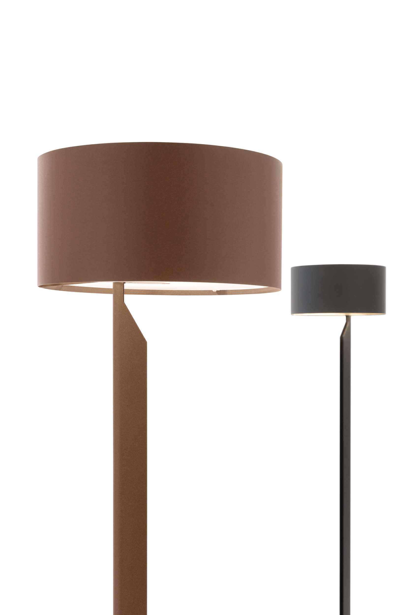Detail of the cylindrical lampshade of a modern floor lamp