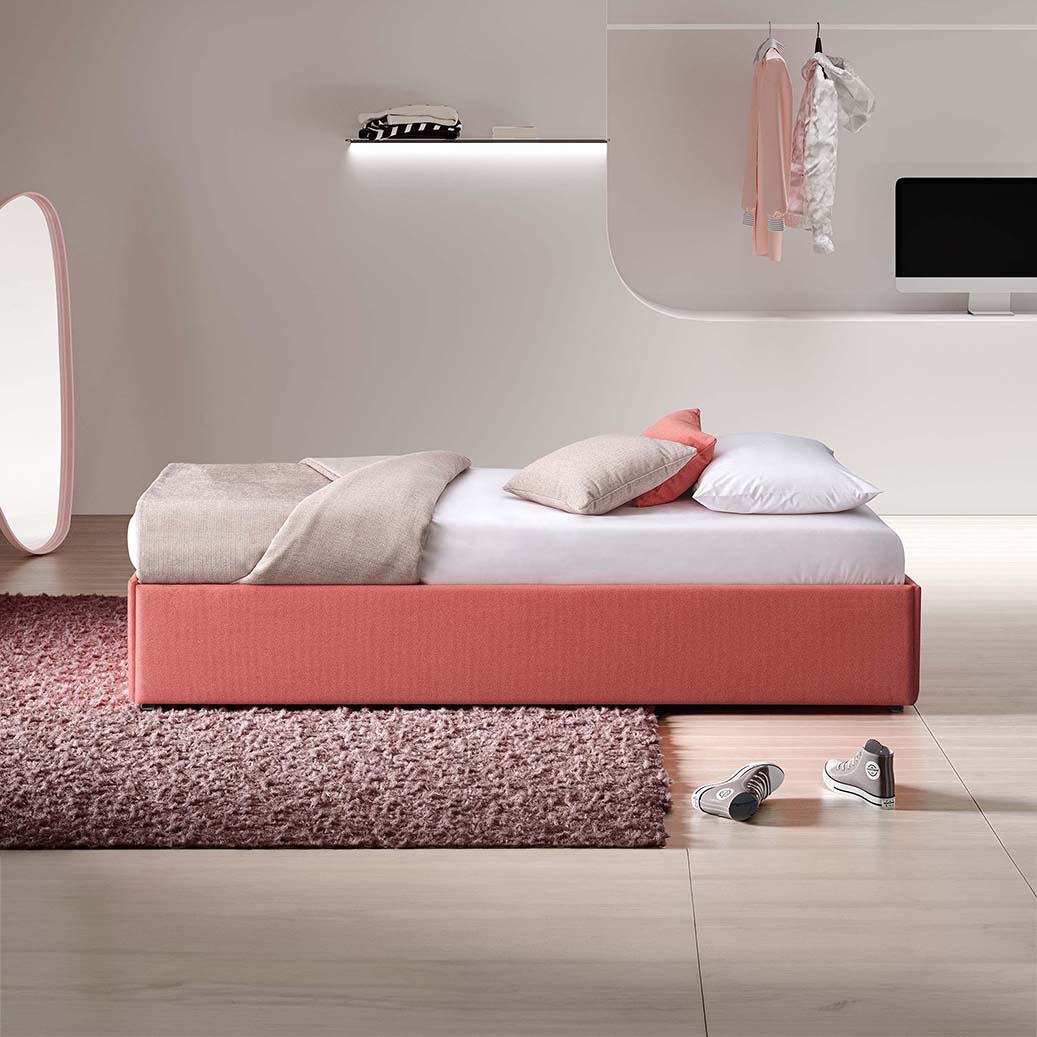 Single Bed Single bed without headboard or footboard, simple and space-saving.