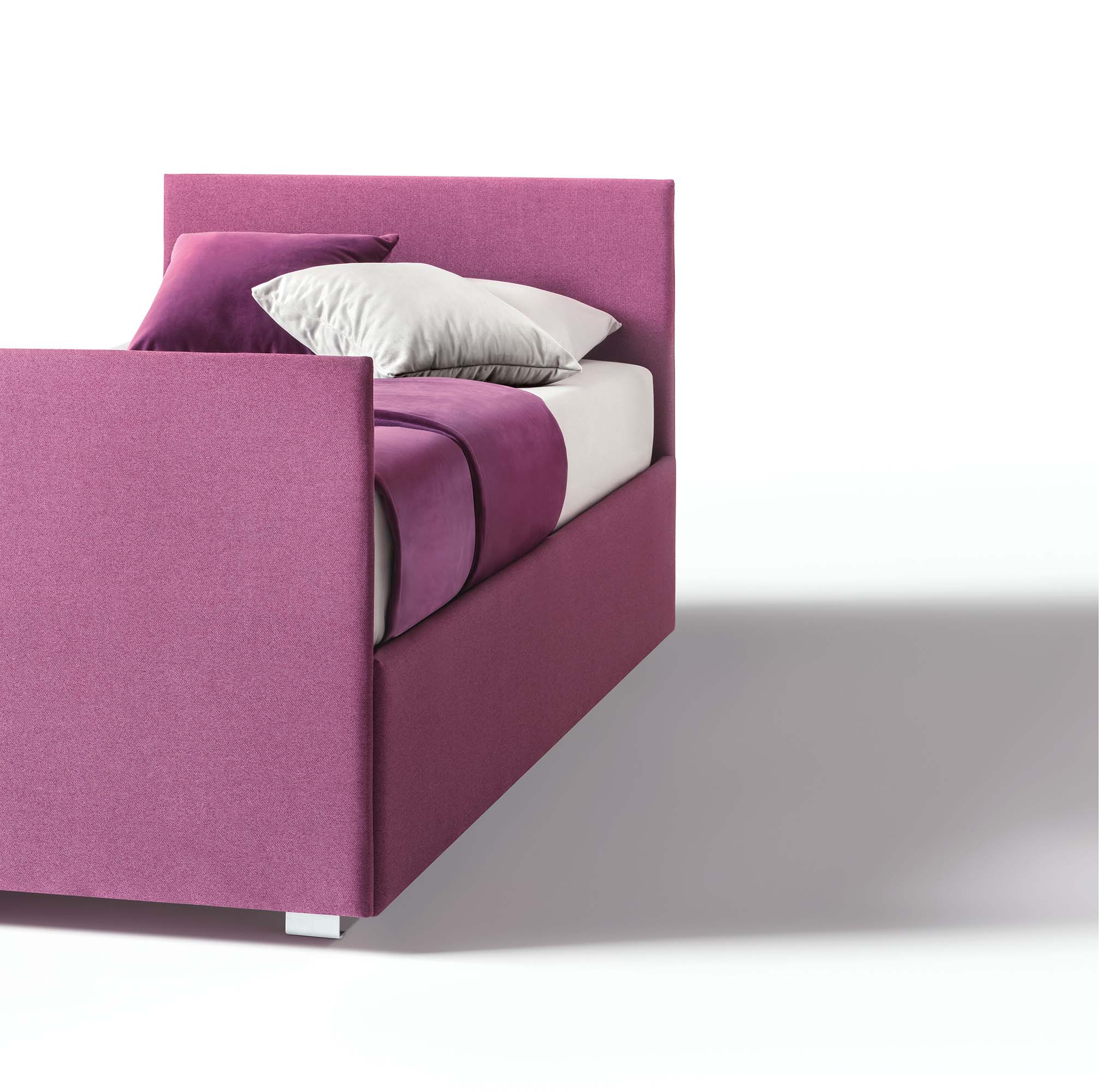 Single bed with low feet, side view