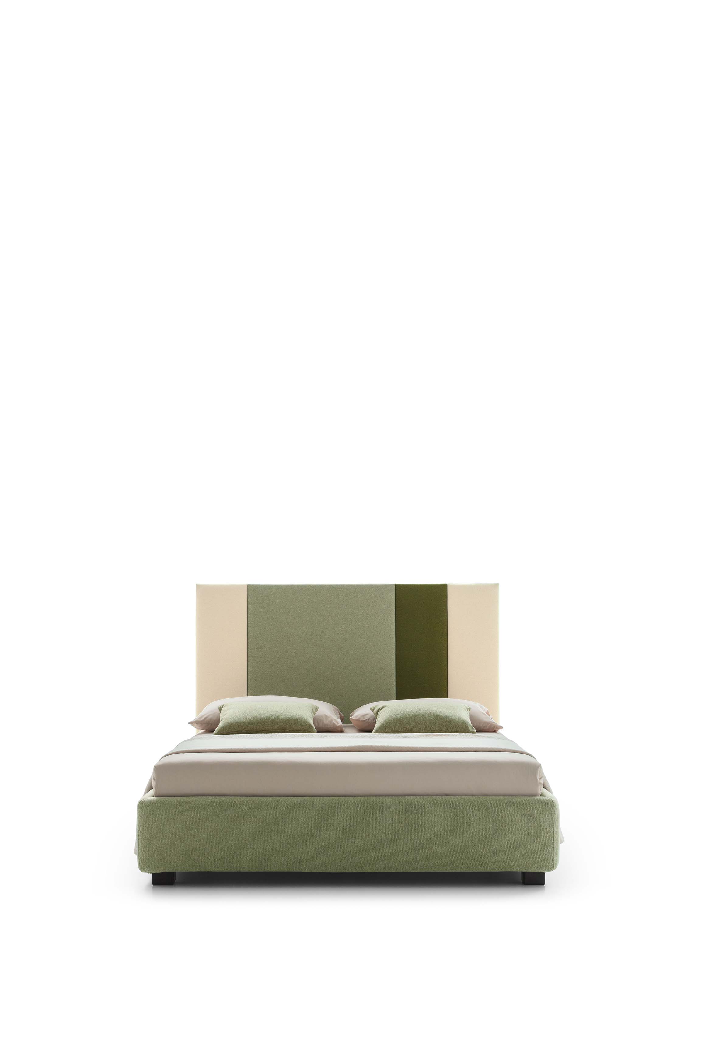 Small double bed Ground with geometric headboard