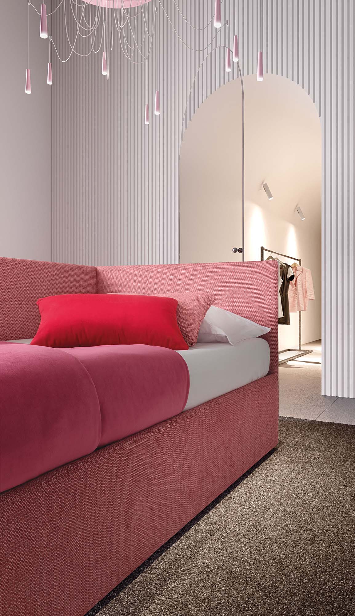 Detail of the seat and mattress of the Pentas sofa-bed designed for one person's rest