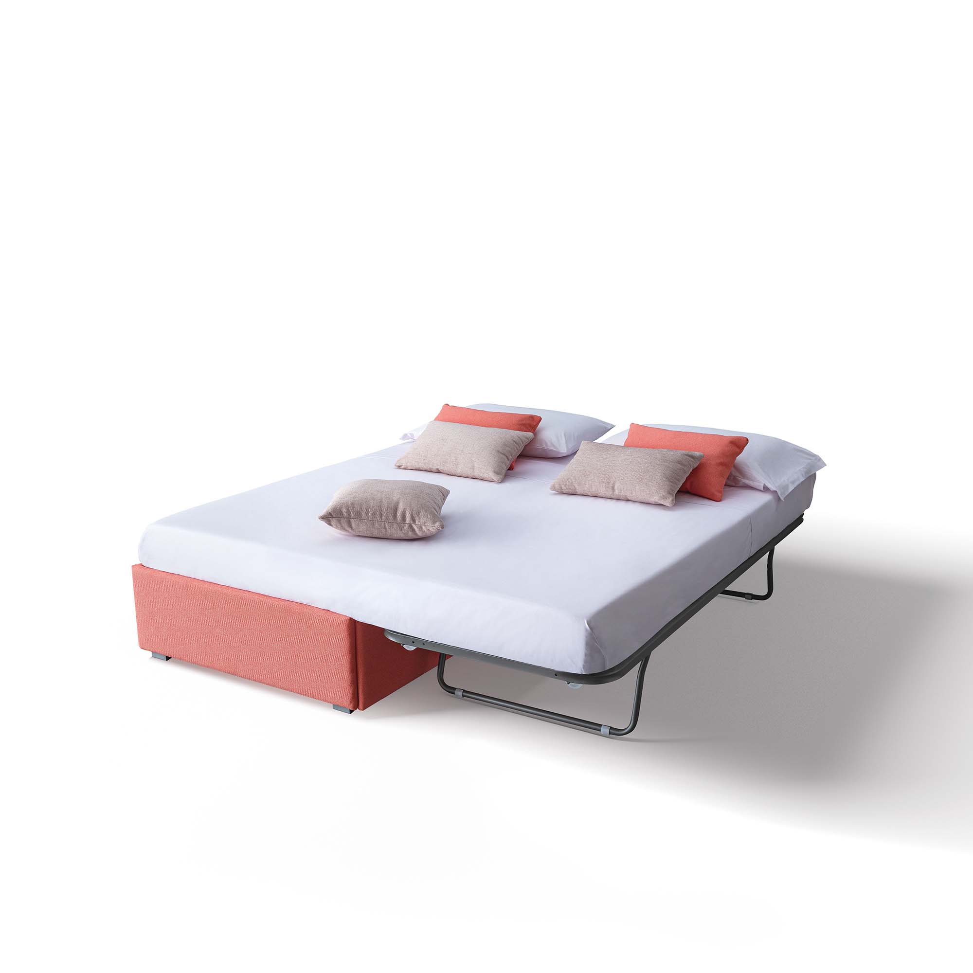 Single bed that becomes a double bed thanks to the pull-out mechanism