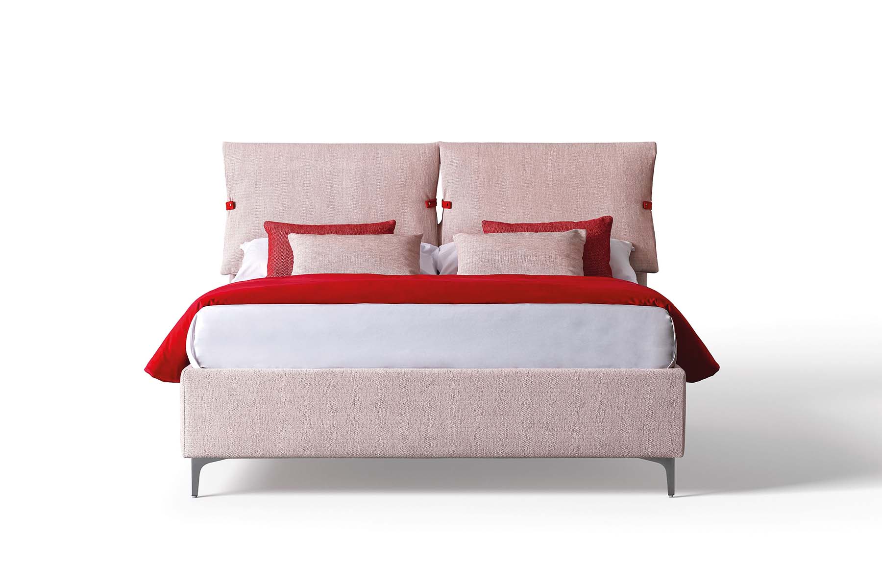 Primrose bed in removable and washable textured pink and red fabric