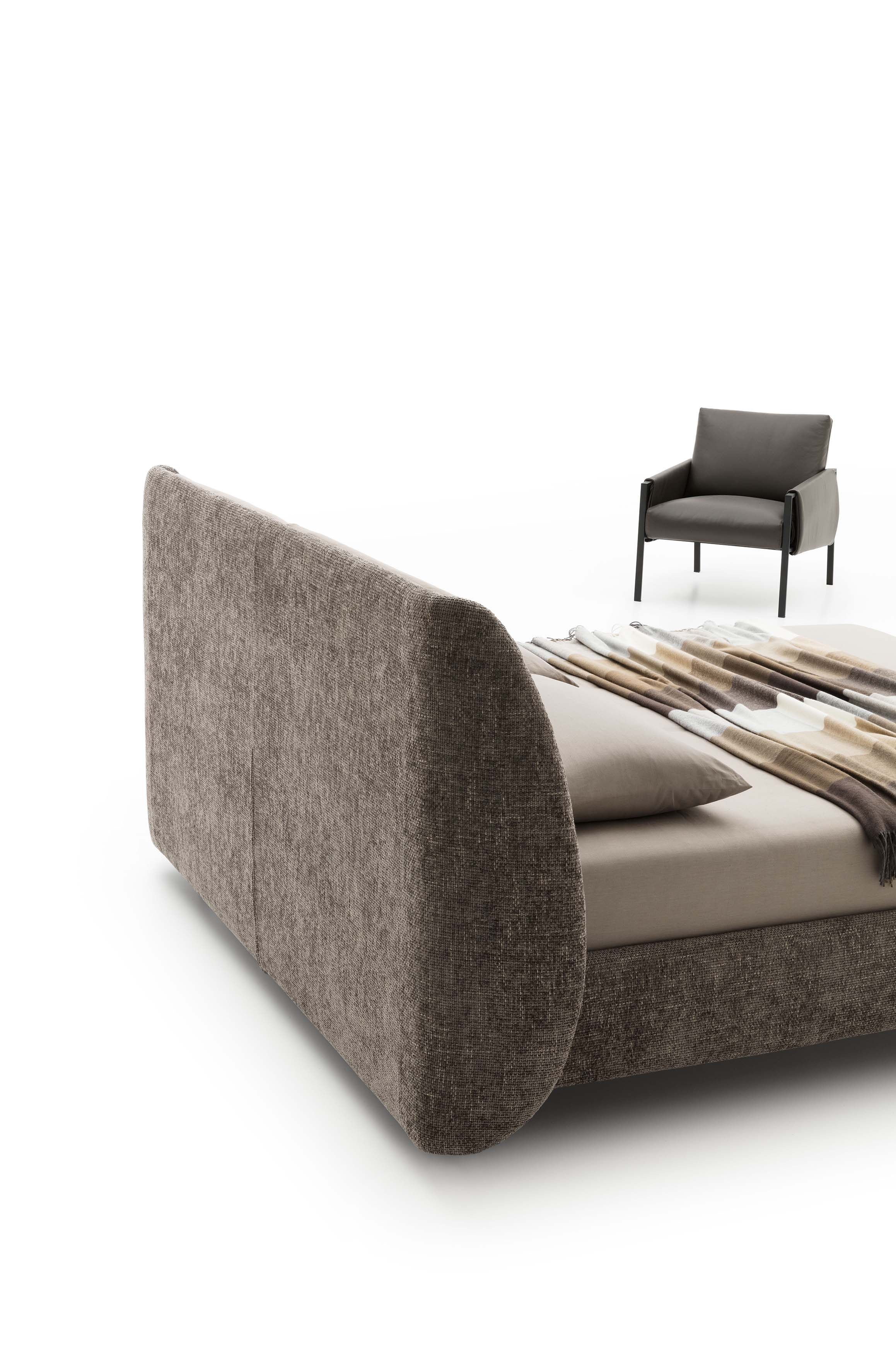 Detail of the back of a bed headboard with a material texture