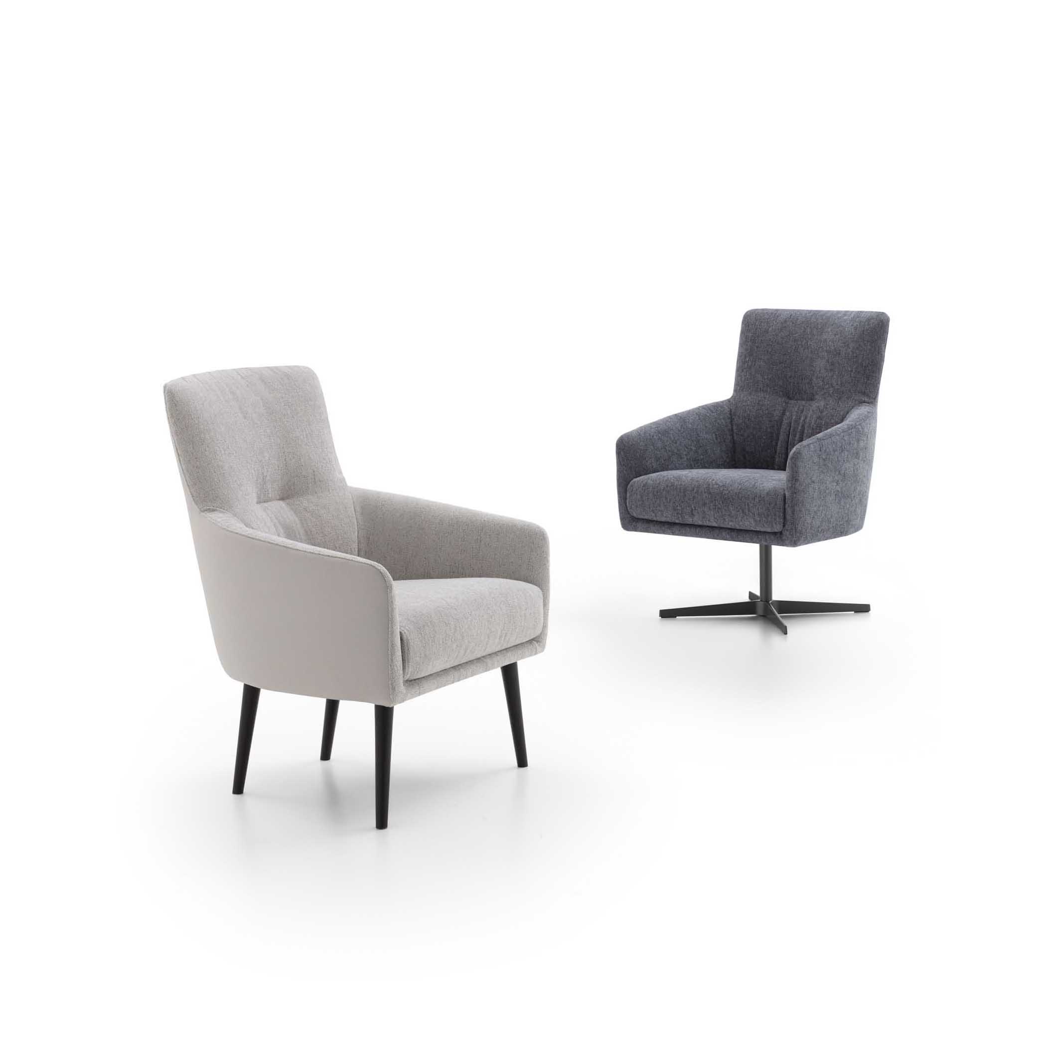 Modern armchair with a high backrest in two versions: fixed and swivel