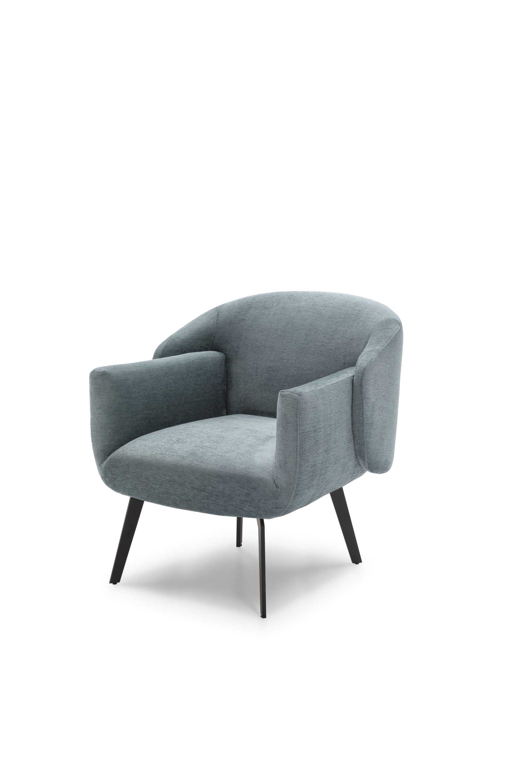 Modern armchair with a fixed structure in sugar paper blue color.