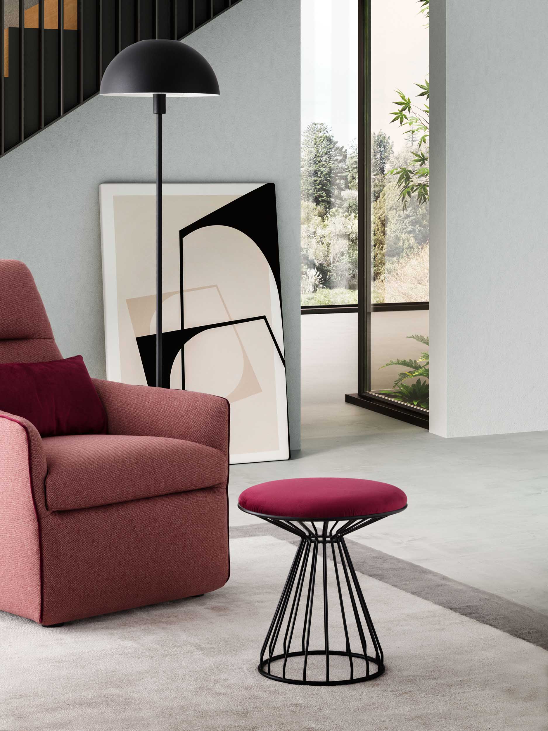 Modern and industrial colorful pouf