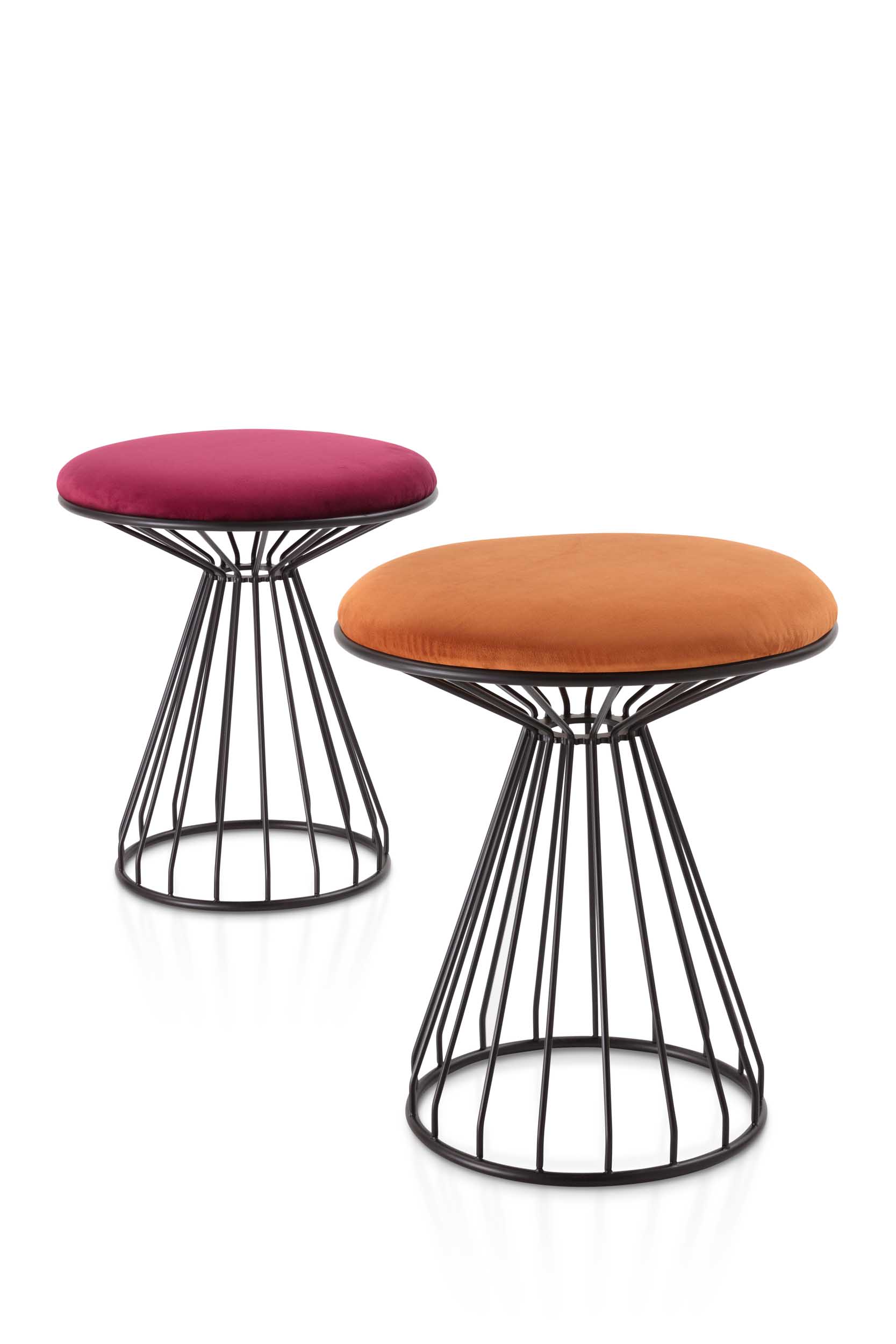 Liliane Pouf with a cage-like metal structure