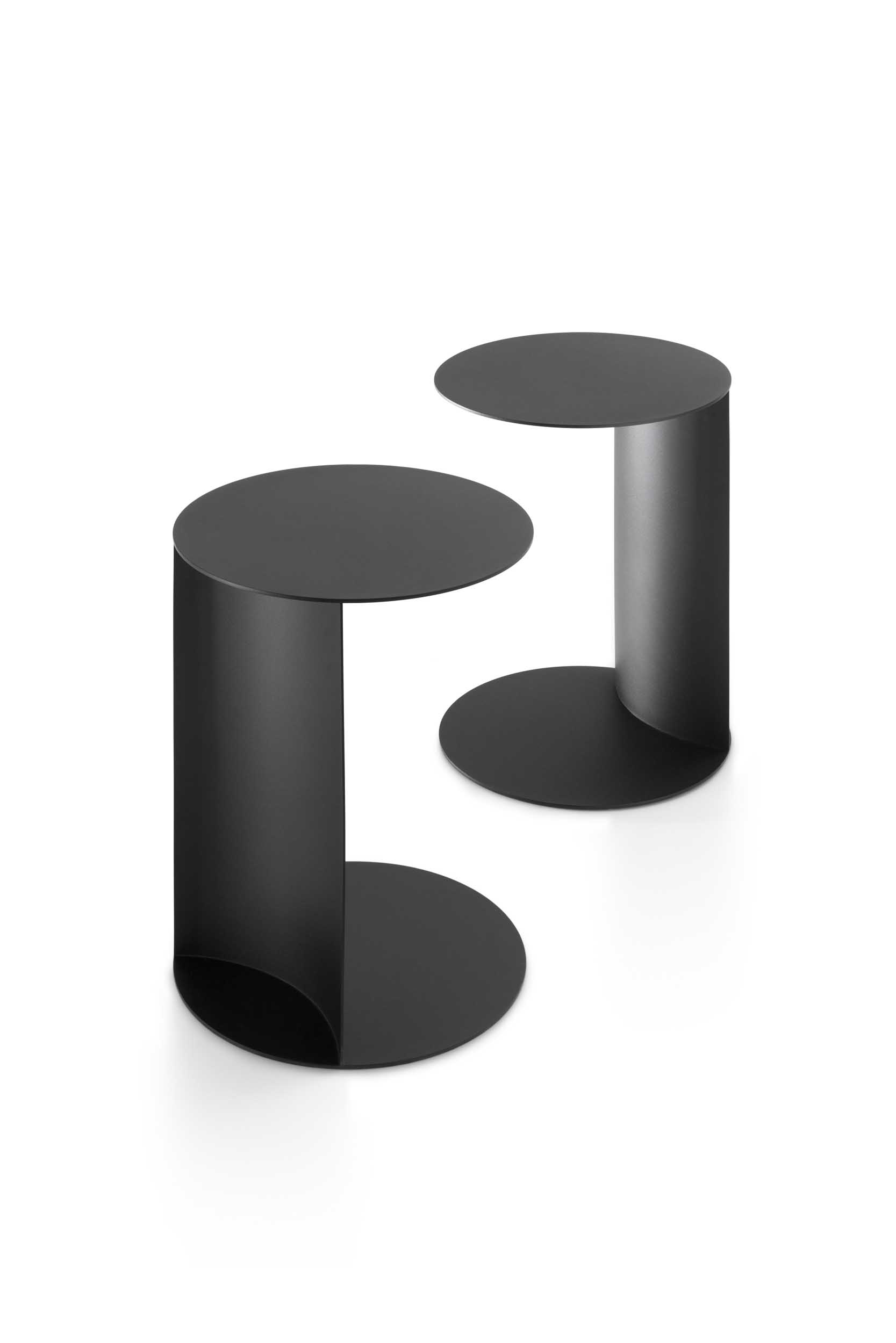 Designer coffee table in dark gray painted metal