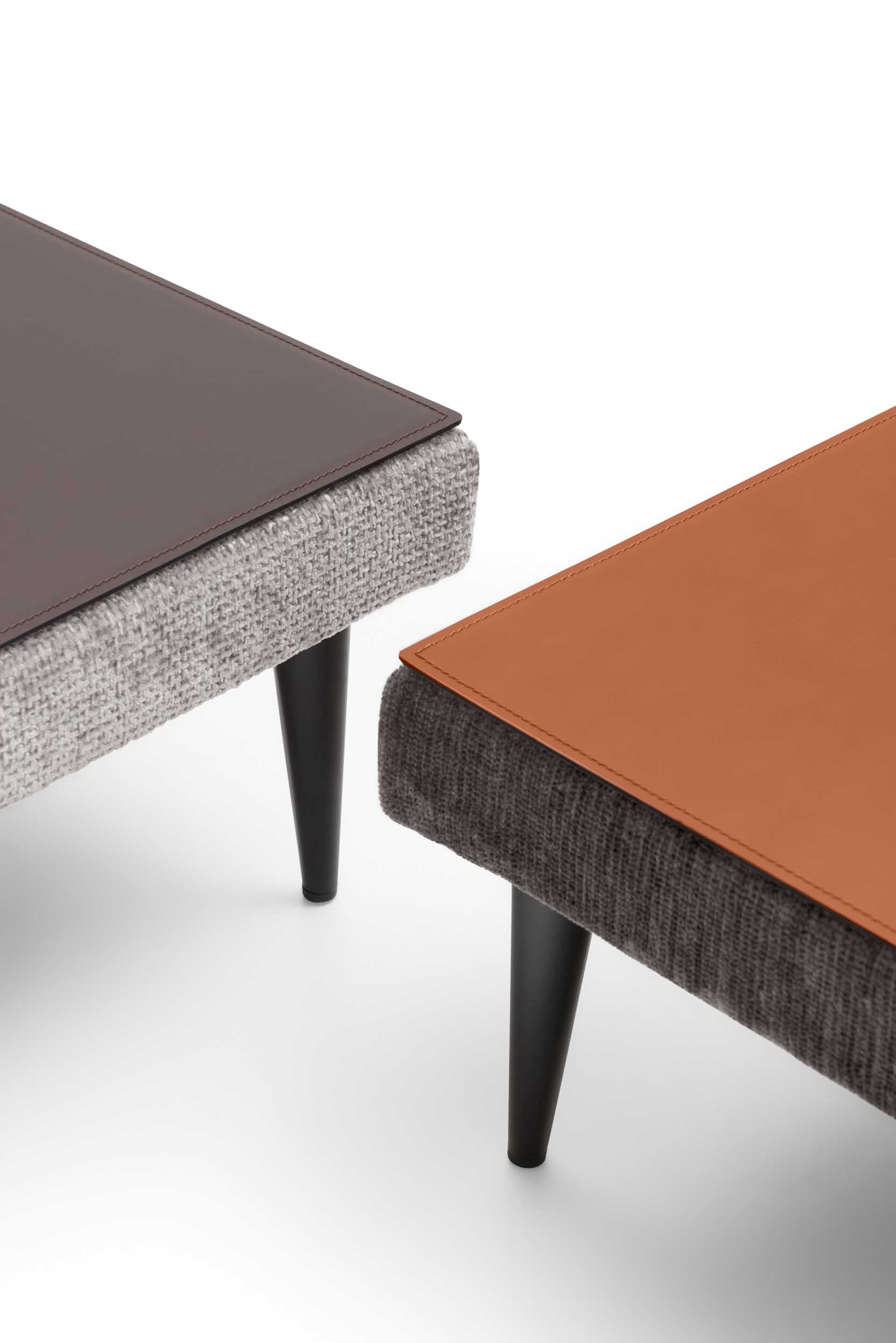 Detail of the leather top of a coffee table.