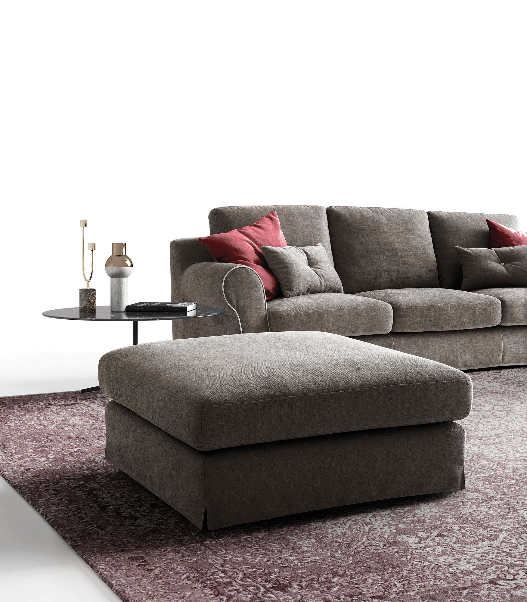 Classic pouf paired with a classic sofa