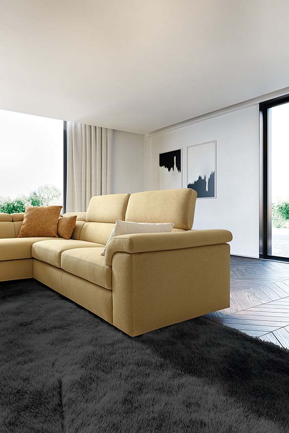 Headrests fully extended in a classic-style sofa