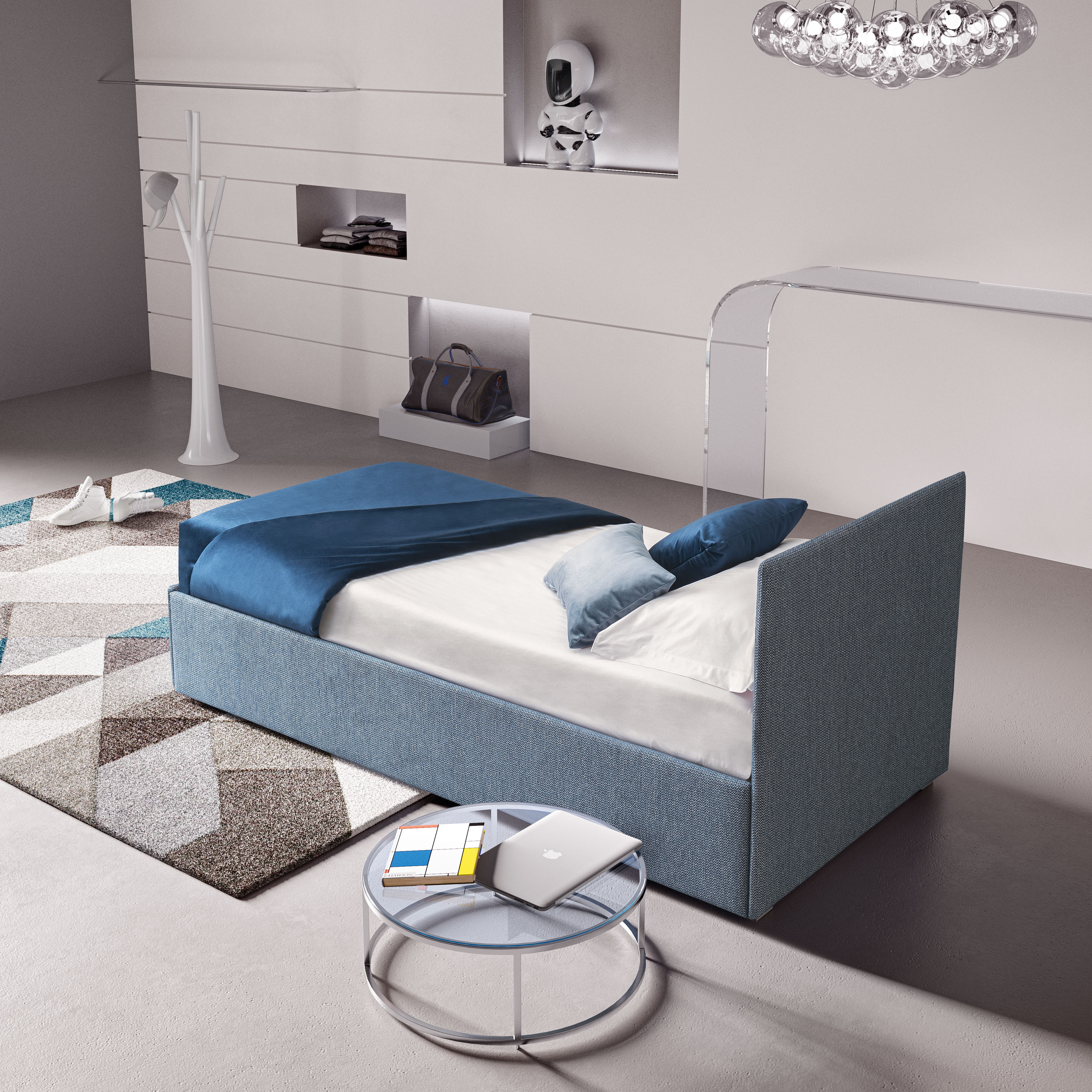 Versatile single bed with customizable upholstery.